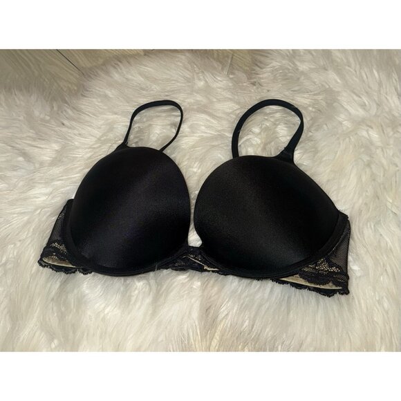 Maidenform 09169 Super Push Up Bra Add 2 Cups Lace Padded UW Womens 34C Black - Picture 1 of 6